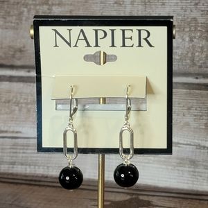 NWT Napier Silver & Black Drop Earrings